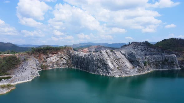 Aerial view landscape Mountain View and lake Blue waters and bluesky alt