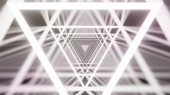 White Triangle In Black Tunnel Vj Loop Background 4K alt
