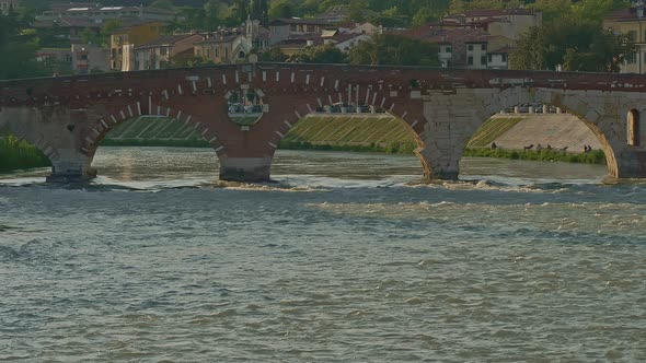 Old Stone Bridge Over the River