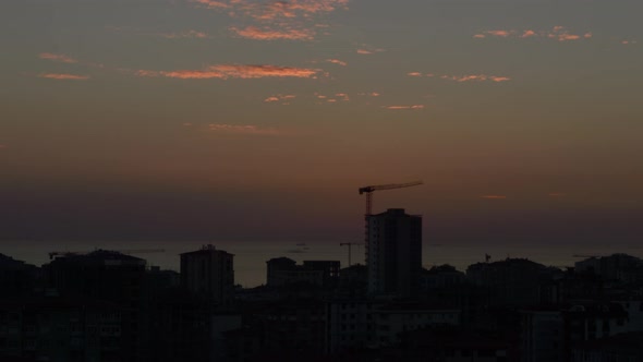 Time lapse of high angle view city scenery at sunset in Kadikoy, Istanbul, Turkey 