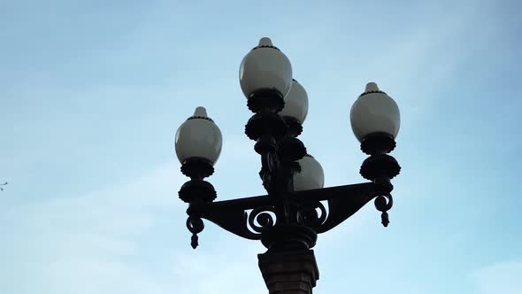 Black Street Lamp with Four Lamps at the Entrance To Moscow State University alt