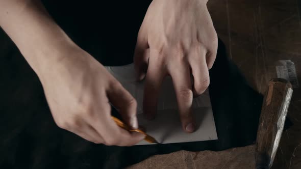 Shoemaker Makes Leather Shoes for Men Sole of Shoe Handmade Craft DIY Process Craftsman Making Boots alt