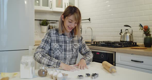 Preparing Table for Kneading Dough for Baking Homemade Cookies alt