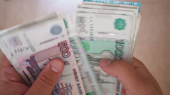 Male Hands Count Money Currency Russian Ruble alt