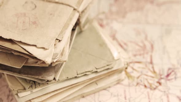Pile Of The Paper Letters On On The Military Map