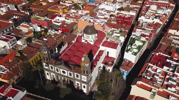 View From the Height on Cathedral and Townscape San Cristobal De La Laguna Tenerife Canary Islands alt