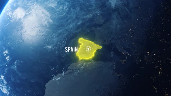 Earh Zoom In Space To Spain Country Alpha Output