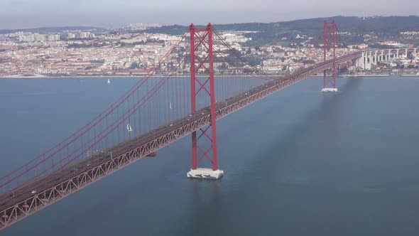 The Bridge of 25Th April with Car Traffic, Lisbon alt
