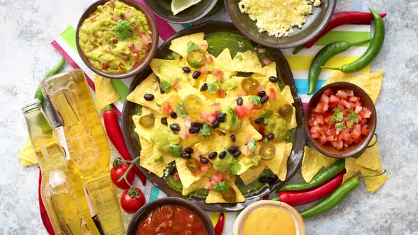 Mexican Corn Nacho Spicy Chips Served with Melted Cheese alt