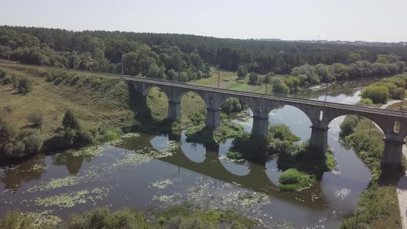 Beautiful Railway Bridge Viaduct Over River Sluch Novograd Volynsky Ukraine