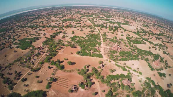 Flying Over Temples in Bagan Myanmar (Burma) alt