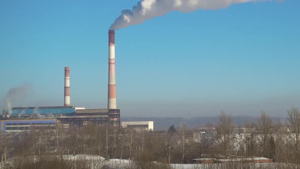Thermal Power Station in Winter, Zooming