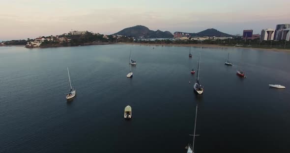 Aerial image of the city of Vitória in Espírito Santo, Brazil, smooth motion video showing several v alt