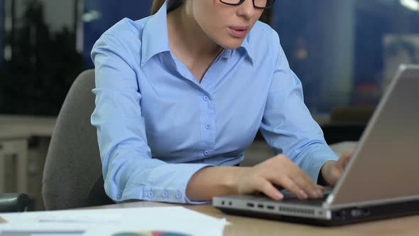 Angry Company Employee Reading Email on Laptop, Work Stress, Project Problem alt