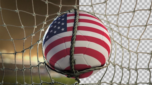 Soccer Ball Scoring Goal Night Frontal - USA
