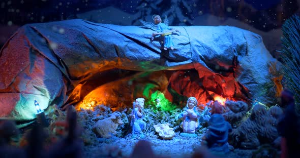 Christmas Nativity Scene Angel Snow