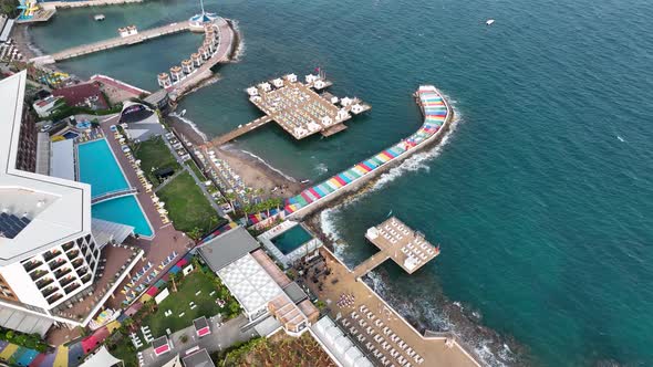 Infrastructure of hotels aerıal vıew Turkey Alanya 4K alt