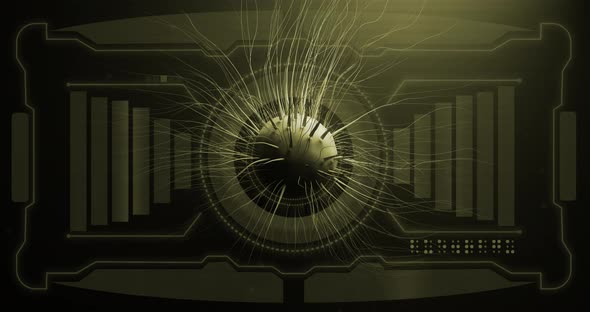 Generic microscopic cell. Scanner screen display. Microorganism with stylized strands. 3D render alt