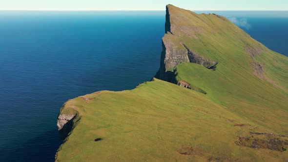 Drone Shot Of Mylingur Mountain On Streymoy Island alt