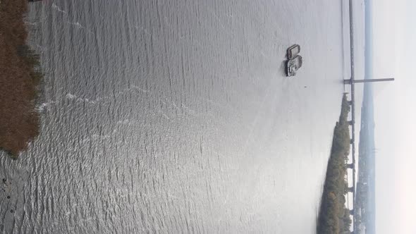 Vertical Video Aerial View of the Dnipro River  the Main River of Ukraine alt