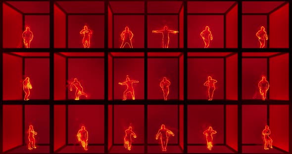 Dancing Peoples In Red Cubes
