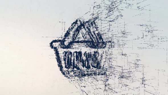 Abstract shop icon in computer cyber network alt