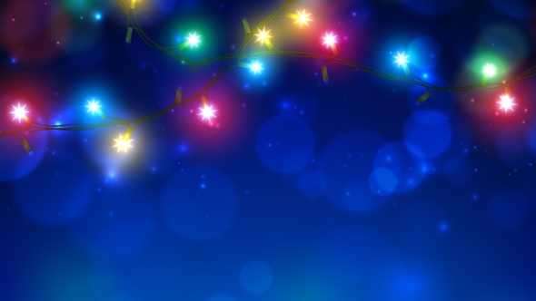 Animated Colorful Christmas Lights. Merry Christmas Happy New Year Holiday Greeting Card. Xmas alt