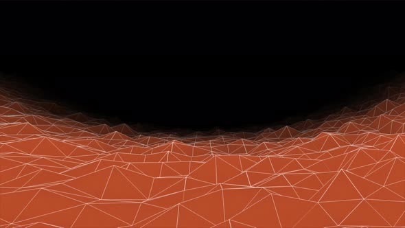 Flying Above Plexus Grid Landscape on a Dark Background Seamless Loop alt