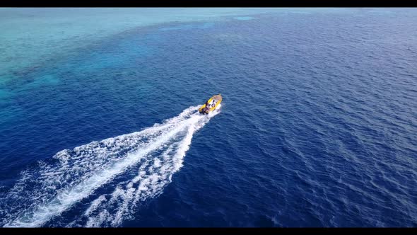 Aerial above tourism of marine resort beach wildlife by clear water with white sandy background of a alt