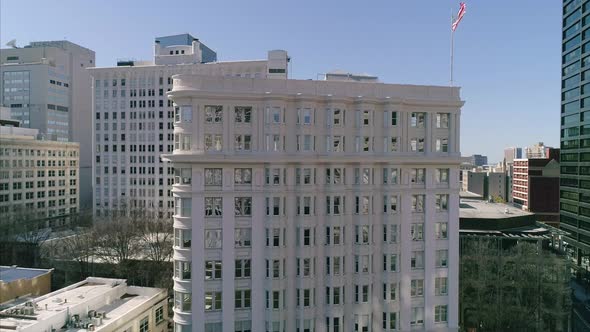 Pedestal Down Shot of The Healey Building in Downtown Atlanta alt