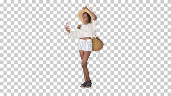 Smiling african american woman wearing, Alpha Channel alt