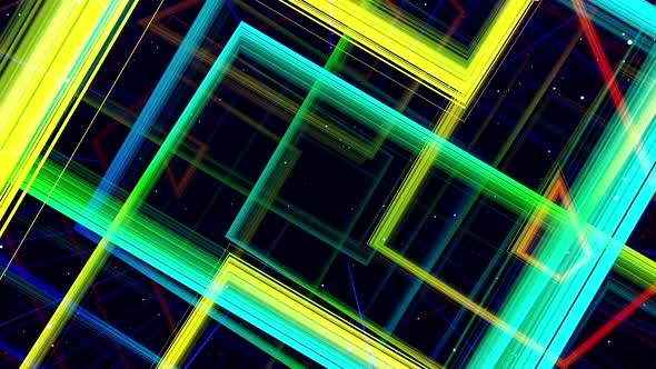 Motion Graphic Abstract Colorful Looped Bg Modern Art Fly in Art Space Multilayer Structure with alt