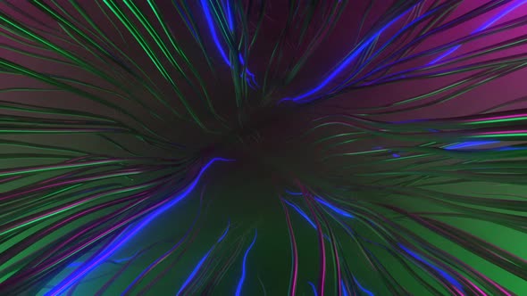 Fantastic Stirring Multicolored Neon Tentacles on Dark Background