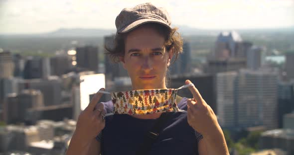 Midadult Woman Wearing Mask at Observatory alt