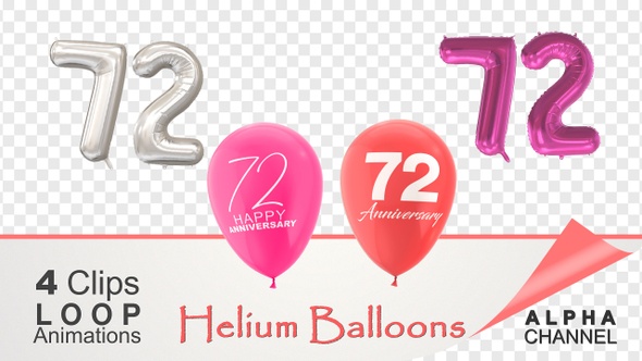 72 Anniversary Celebration Helium Balloons Pack alt