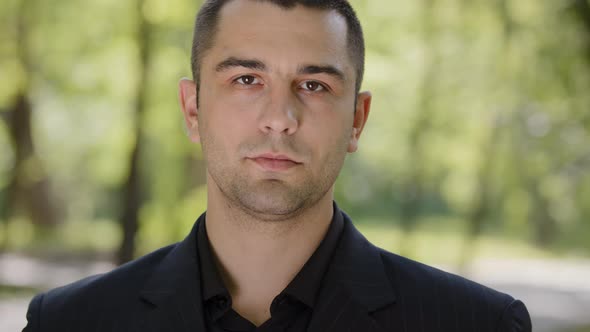 Outdoors Portrait of Man Caucasian Adult Guy Happy Male Face Successful Millennial Businessman Wears alt