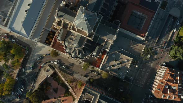 Aerial Birds Eye Overhead Top Down Panning View of Royal Palace Complex alt