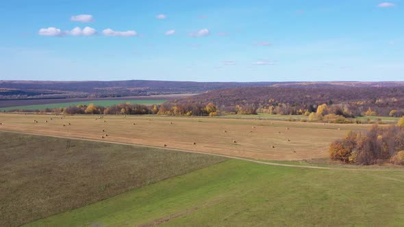 Aerial Footage of an Extensive Harvested Grain Field