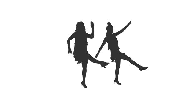 Silhouette of dancing women