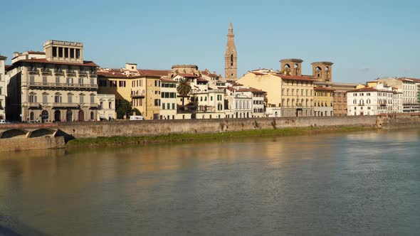 Buildings on the Arno River Embankment in Florence