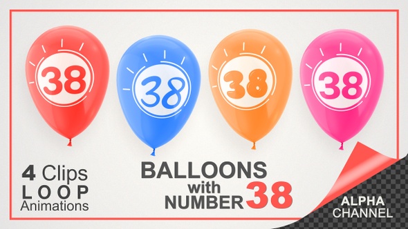 Balloons With Number 38 / Happy Thirty-Eight Years Old
