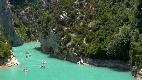 Panoramic View of Boating on the Verdon River, France alt