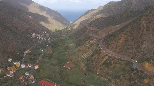 Aerial View of Mountains and Roads on La Gomera Island alt