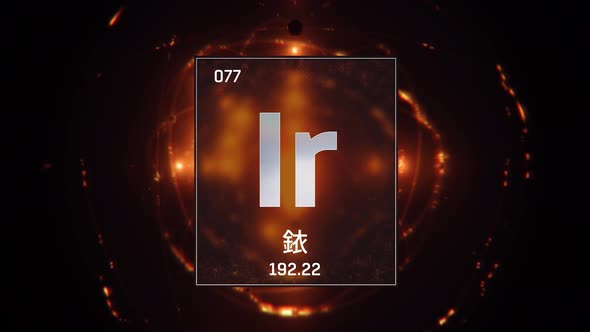 Iridium as Element 77 of the Periodic Table on Orange Background in Chinese Language