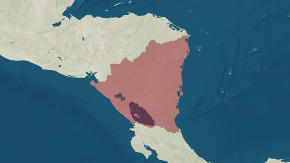 Zoom in to the Map of Nicaragua with Text Textless and with Flag alt