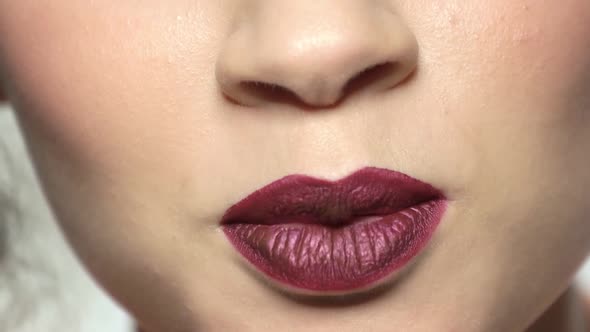 Lips of Young Woman Talking. alt