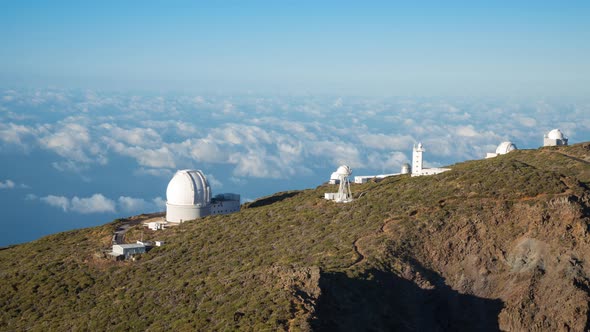 View Of Observatories From Top Of Roque De Los Muchachos, La Palma