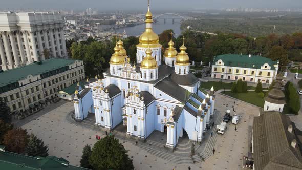 St. Michael's Golden-Domed Monastery in Kyiv, Ukraine. Slow Motion, Kiev alt