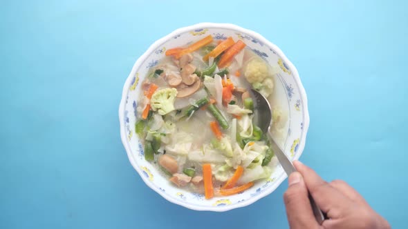 Fresh Vegetable Salad Bowl on Table alt