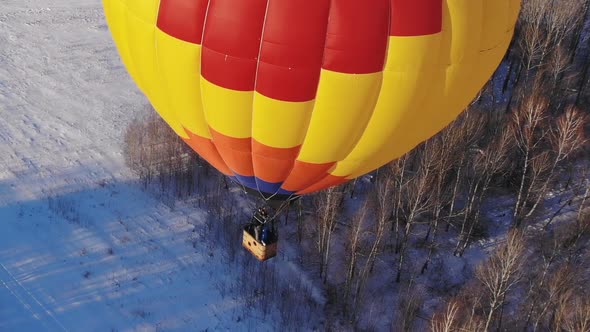 Big Bright Balloon Over the Winter Forest